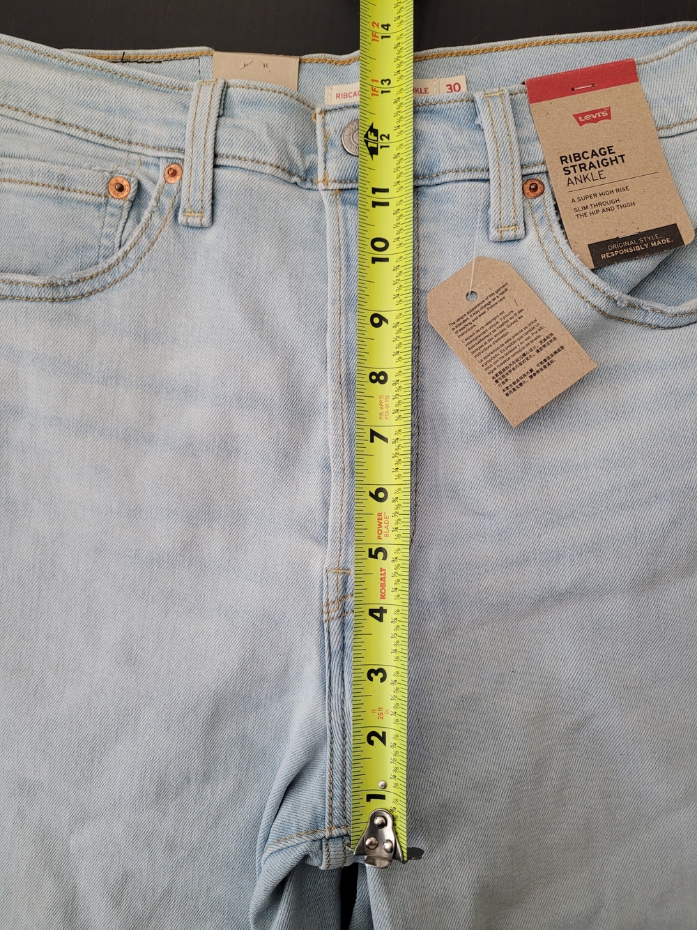 Levi's Ribcage Straight Ankle Jeans - Light Wash, Pale Blue, Buttonfly - Picture 6 of 11